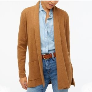 J. Crew Chelsea Open Front Sweater Blazer Heather Camel Tan 100% cotton XS
